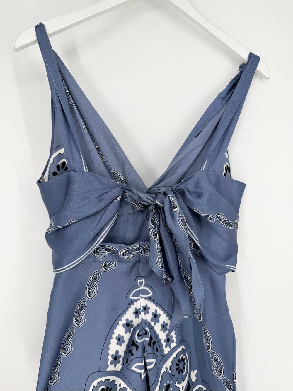 Caroline Constas Blue Paisley Print Twist Front Satin Maxi Dress - Picture 10 of 15